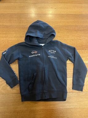 abercrombie kids grey Blue Full-Zip Hoodie with Racing Logos 11-12